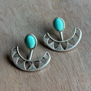 Lucky Brand Silver Geometric Studs with Turquoise Accents